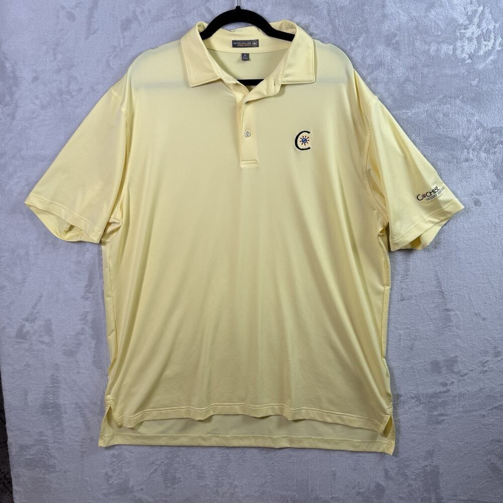 Peter Millar Summer Comfort Polo Men's XL Yellow Golf Golf Course Embroidery‎
